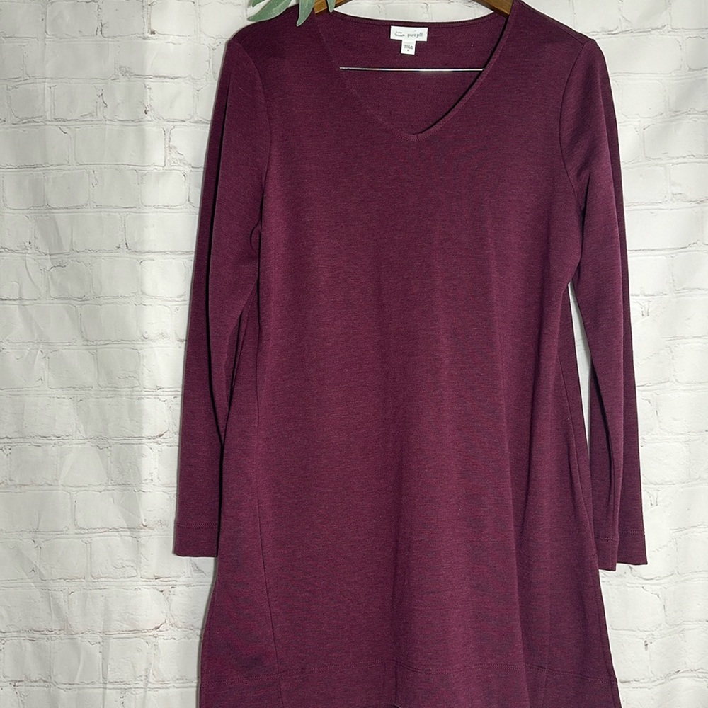 J. JILL PUREJILL LUXE‎ TENCEL MAROON LONGLINE SLEEVE TUNIC . SIZE MED
